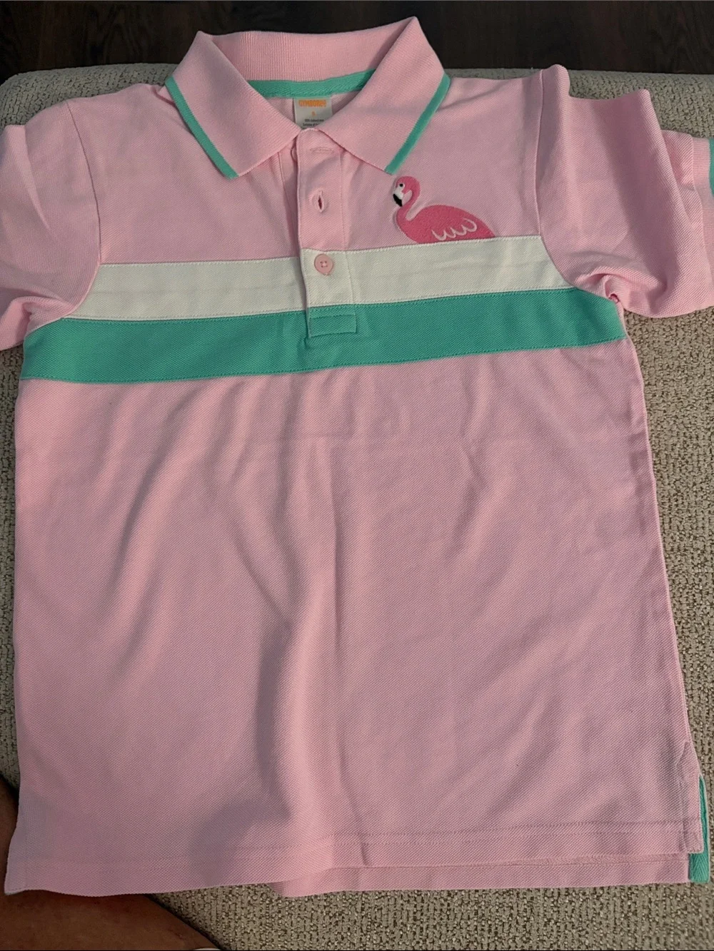 Gymboree Kids Pink Polo Shirt 8 with Mint Stripe with Matching Shorts 7